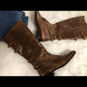 Matisse Brown Leather Buckle Heeled Boots